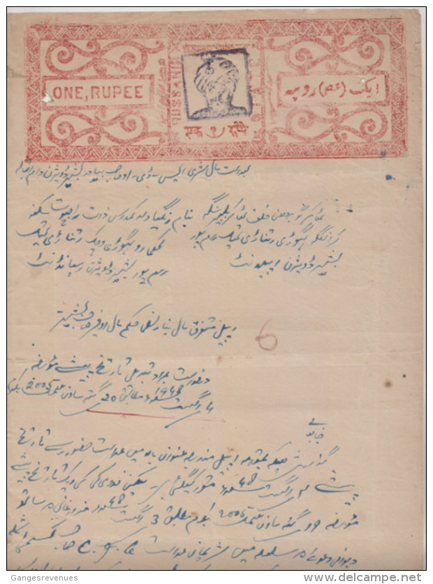 BUSSAHIR State  1 Re  Red  Stamp Paper Type 25  # 91726 FL Inde India Indien Fiscaux Fiscal Revenue - Bussahir