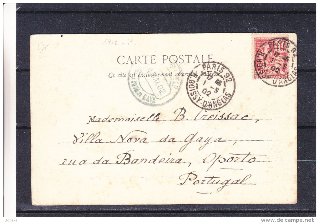 France - Carte Postale De 1902 - Oblit Paris 92 - R. Boissy D'Anglas - Expédié Vers Le Portugal - Porto - Av De L'Opéra - Briefe U. Dokumente