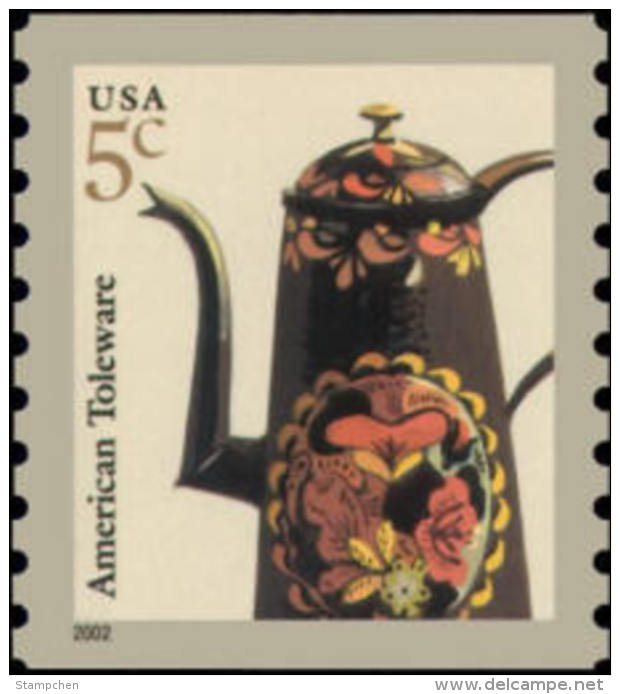 2002 USA American Toleware Coffeepot Coil Stamp Sc#2002 Coffee Pot Post - Other & Unclassified