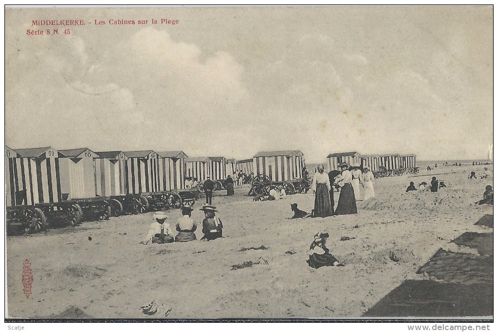 Middelkerke  -   Les Cabines Sur La Plage  -   1906  Naar  Paris - Middelkerke