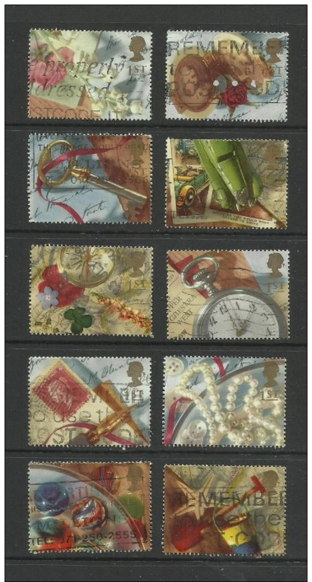GB 1992 Greetings 'Memories' Full Set Of 10 Used - Used Stamps