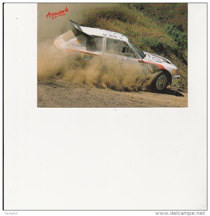 CARTE POSTALE  RALLYE -ACROPOLE-  PEUGEOT CHAMPION DU MONDE 1985-86 -KANKKUNEN-PIIRONEN - Rallyes