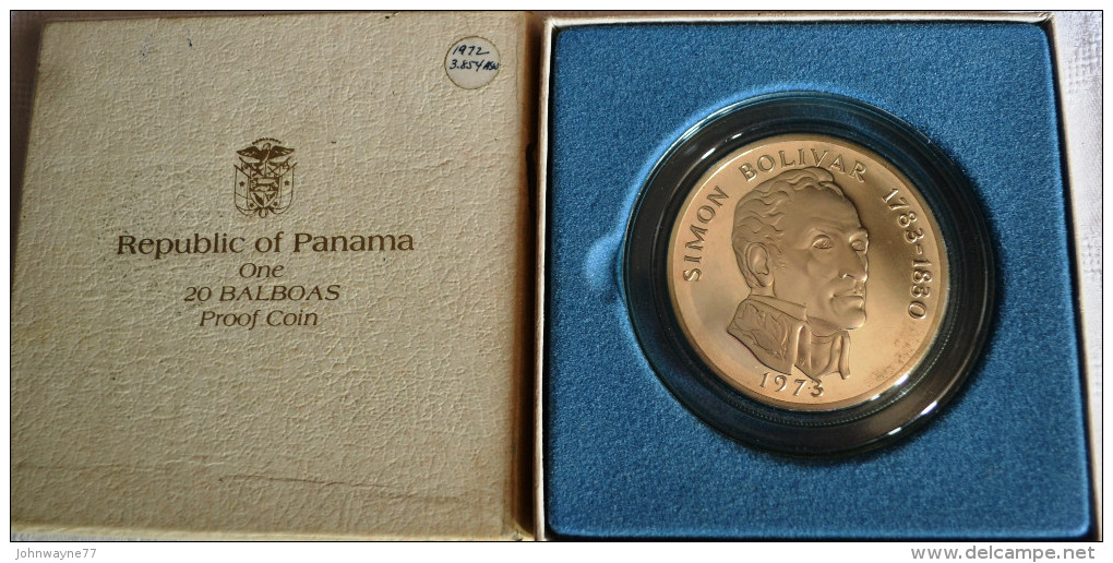 PANAMA 1973 - 20 BALBOA ARGENTO PROOF - Panama