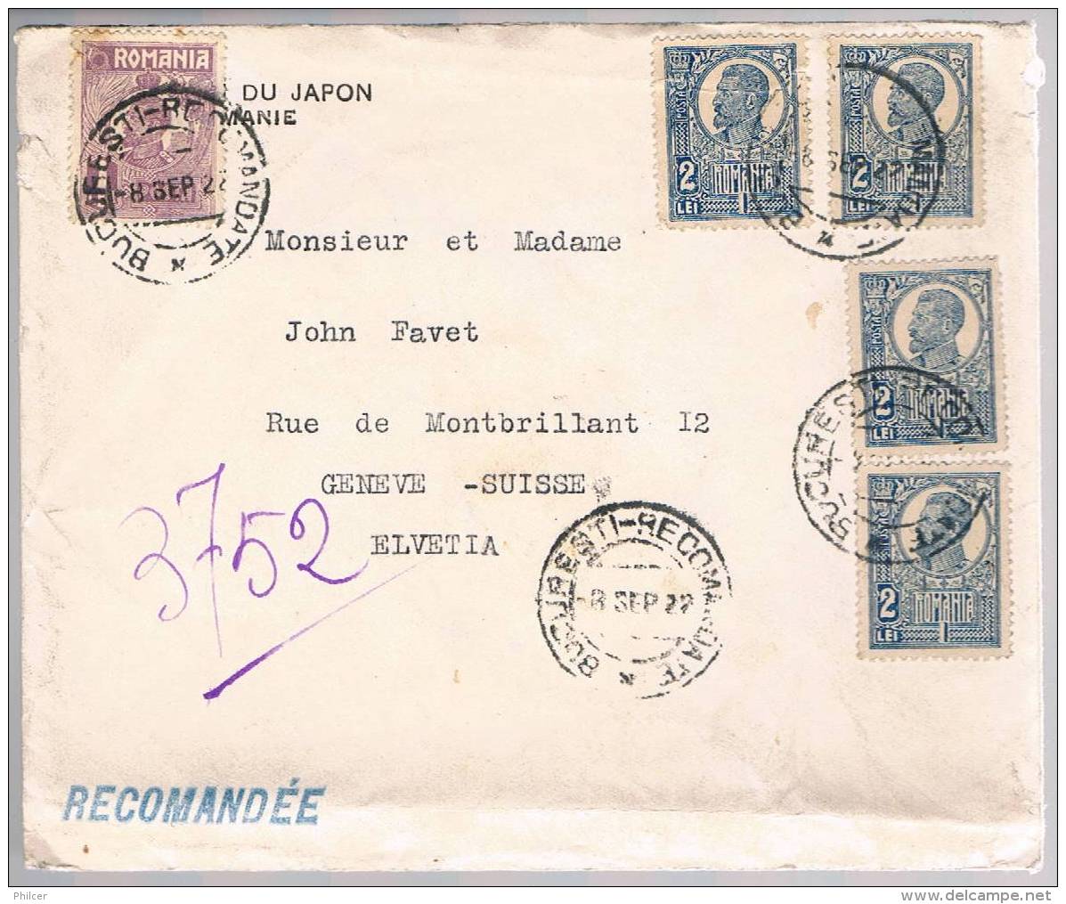 Romania, 1922, For Geneve - Covers & Documents