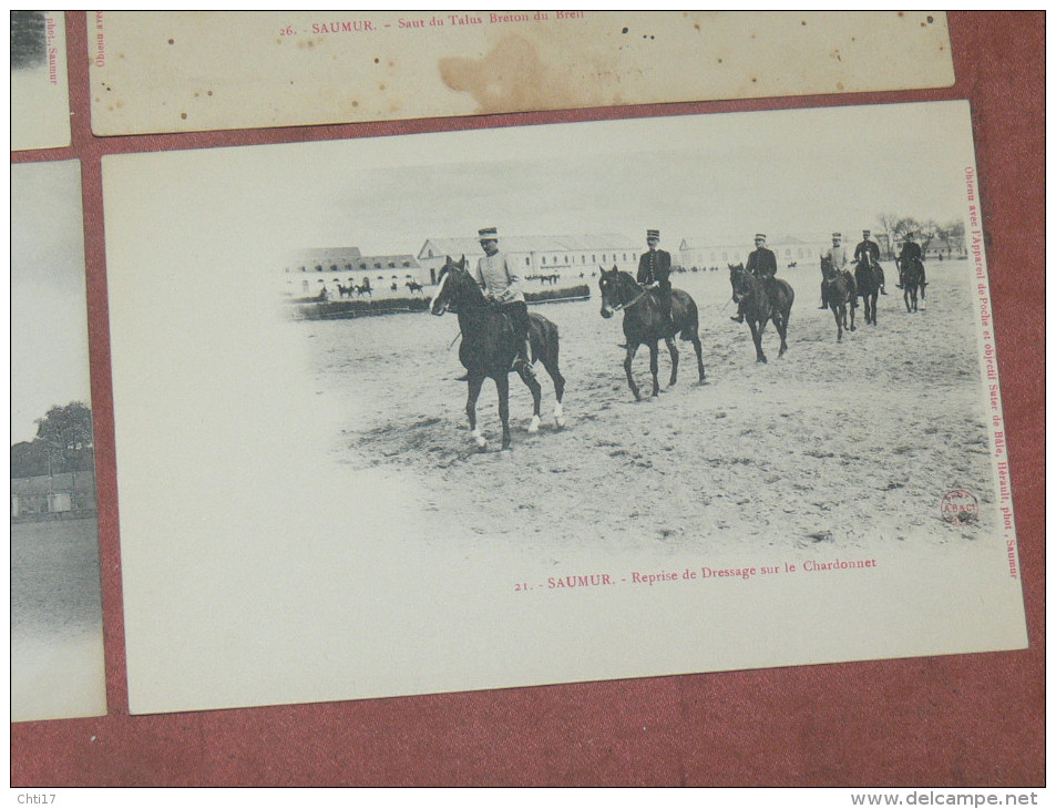 SAUMUR 1900  HARAS LOT 8 CPA  / ECUYER / POURSUITE / COURSE / EQUITATION / DRESSAGE  EDIT FR.VOELCKER