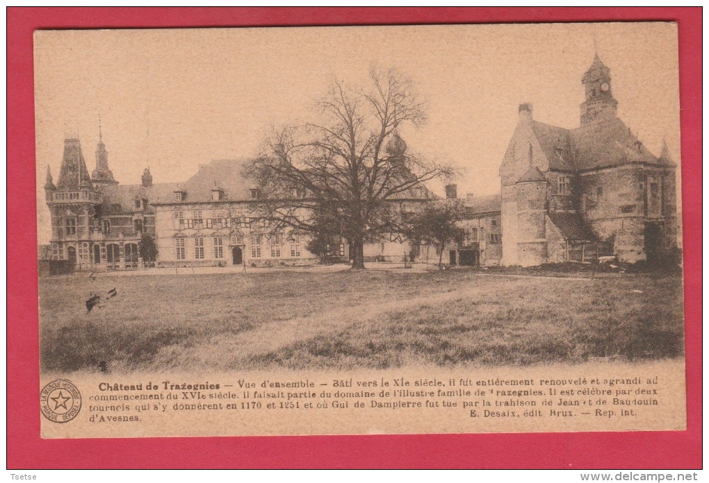 Trazegnies - Château , Vue D'ensemble - Superbe Griffe Postale De Trazegnies Au Verso - Courcelles