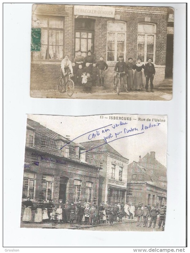 ISBERGUES (62) RARE CARTE PHOTO ANIMEE DE L´ESTAMINET DEBAECKER DEHOUCK 1908 AVEC BELLE ANIMATION - Isbergues