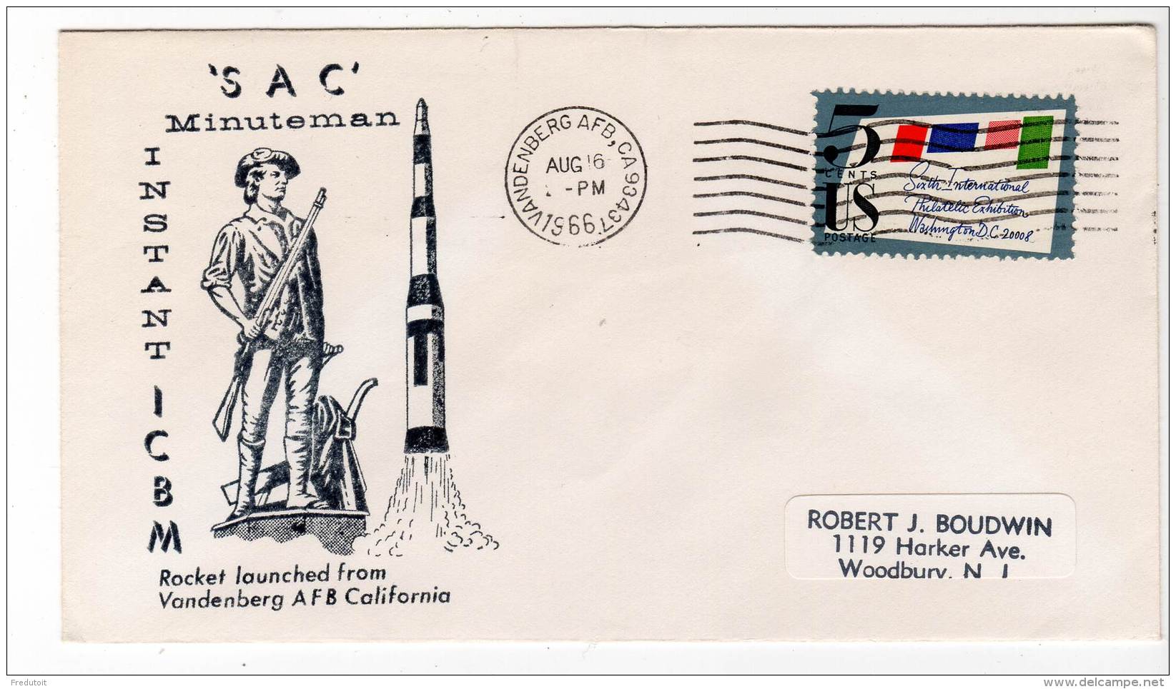 Lettre - Vandenberg  Air Force Base - 16/08/1966 - Rocket ICBM - Estados Unidos