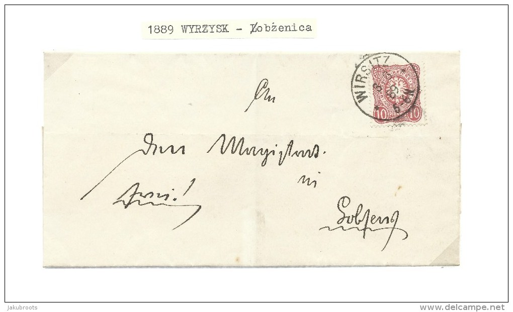 1889. GERMAN  OCCUPATION. ENTIRE  LETTER. WYRZYSK--&#321;OBZENICA - ...-1860 Vorphilatelie