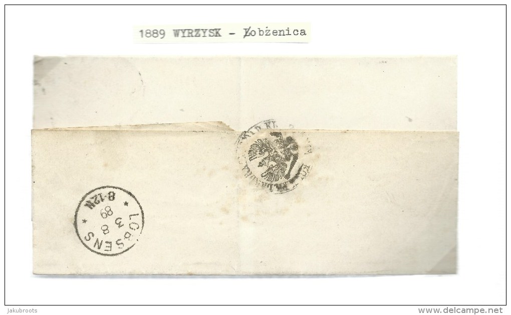 1889. GERMAN  OCCUPATION. ENTIRE  LETTER. WYRZYSK--&#321;OBZENICA - ...-1860 Vorphilatelie