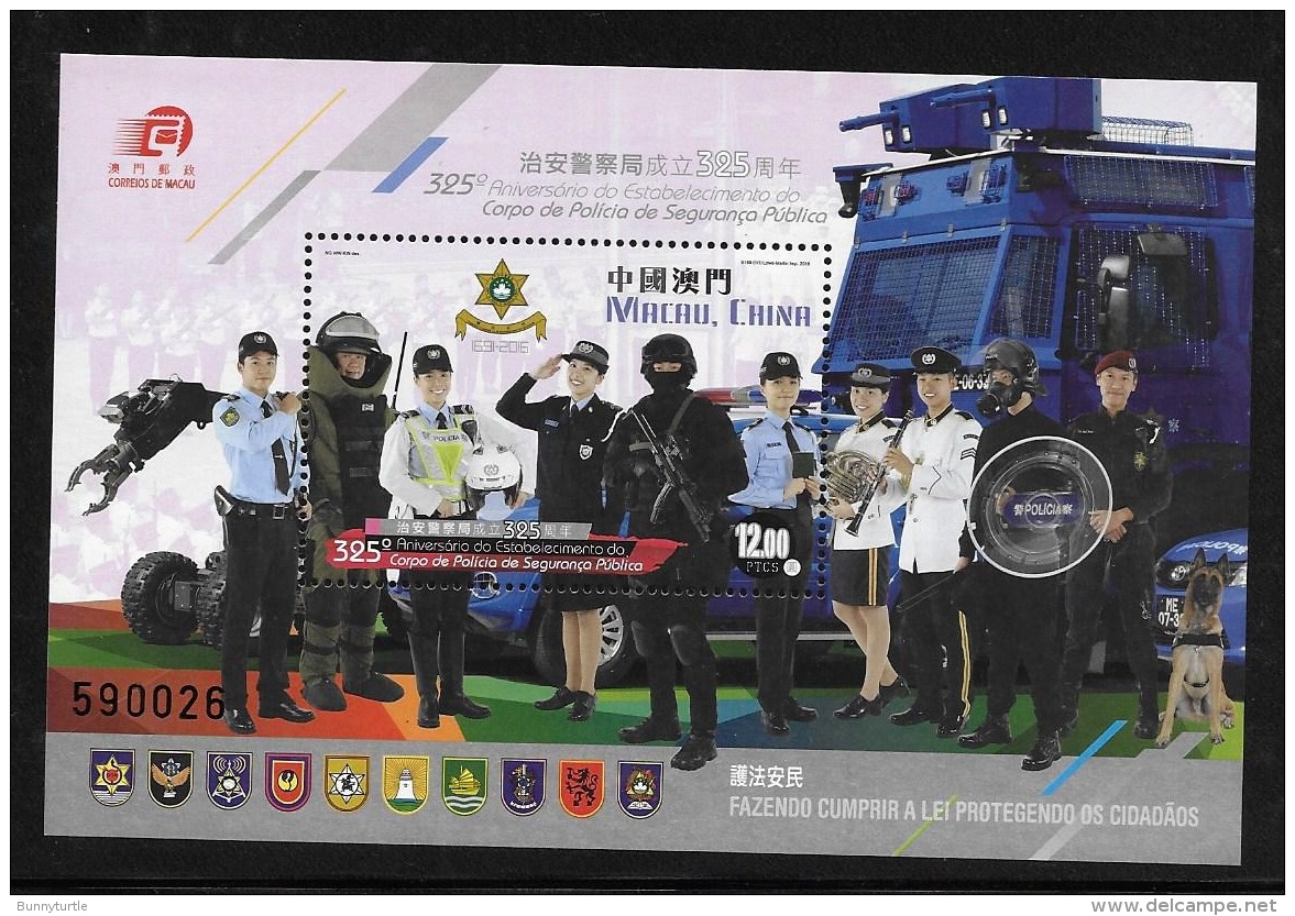 Macau 2016 325th Anni Establishment Public Security Police Force S/S MNH - Ungebraucht
