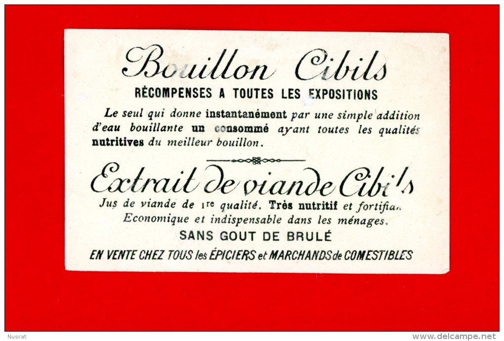 Bouillon Cibils, Jolie Chromo Dorée, Couple De Paysans, Labourage & Semailles - Autres & Non Classés