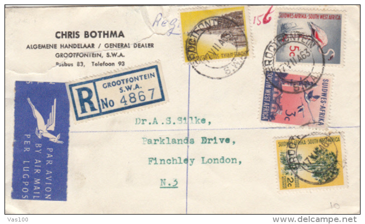 CHURCH, FLAMINGO, TREE, STAMPS ON REGISTERED COVER, 1963, SOUTH AFRICA - Unclassified
