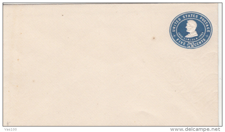 ABRAHAM LINCOLN, EMBOISED COVER STATIONERY, ENTIER POSTAL, WATERMARK PAPER, USA - 1901-20