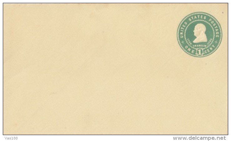 BENJAMIN FRANKLIN, EMBOISED COVER STATIONERY, ENTIER POSTAL, WATERMARKED PAPER, USA - 1901-20