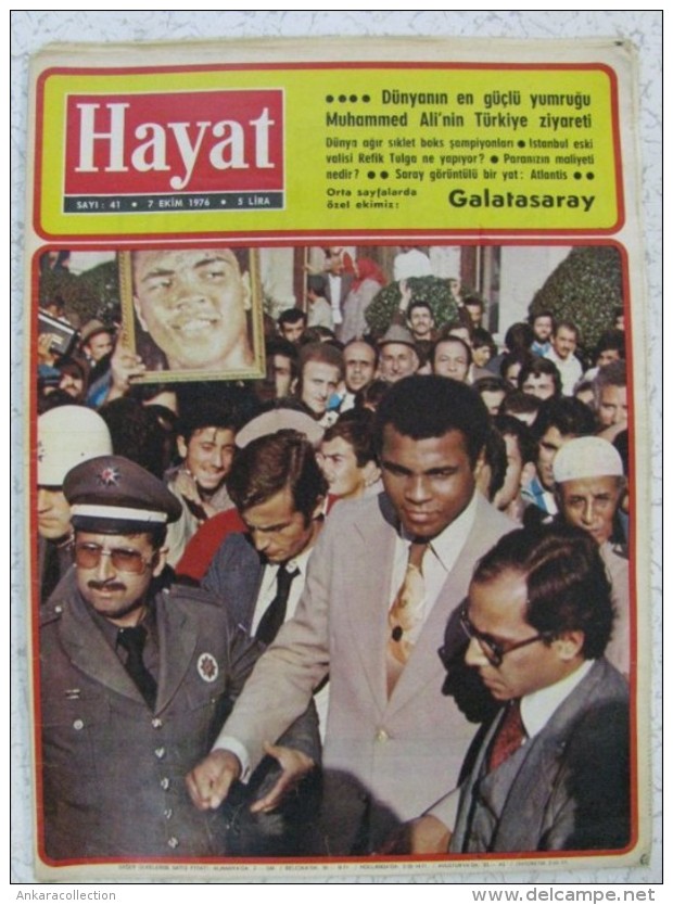 AC - MUHAMMAD ALI, ( BORN CASSIUS MARCELLUS CLAY, Jr ) BOXER - HAYAT MAGAZINE 07 NOVEMBER 1976 FROM TURKEY - Revues & Journaux