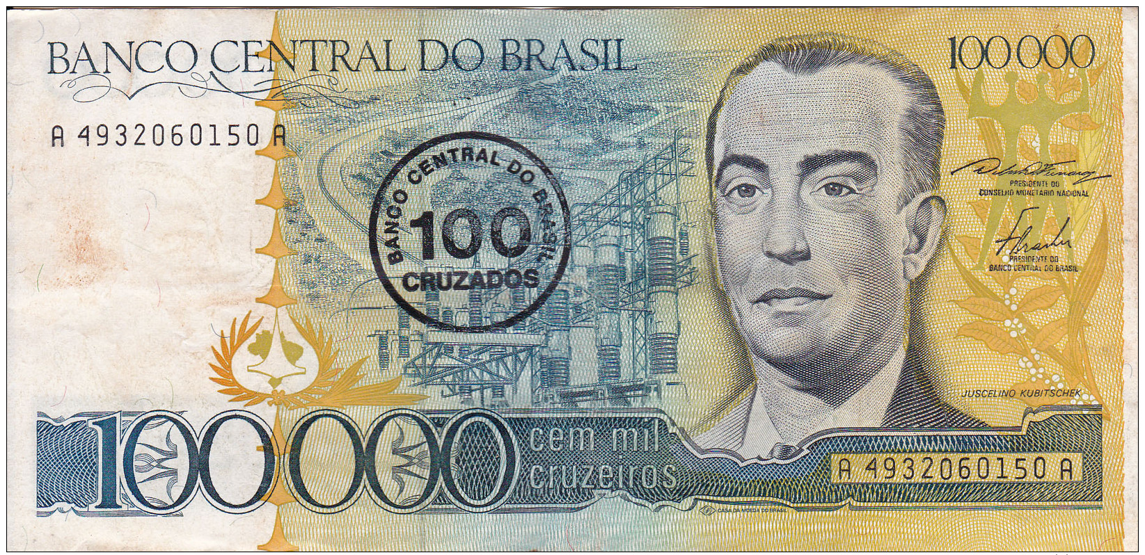 BRESIL - BILLET DE 100 000  CRUZEIROS - 1985 - Brésil