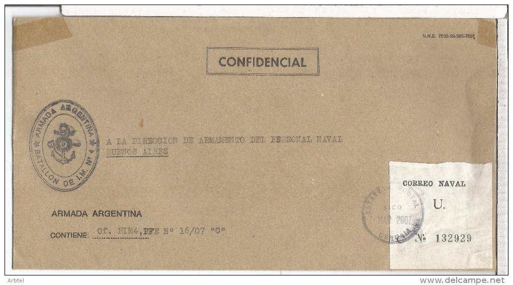 ARGENTINA CC CORREO OFICIAL NAVAL BATALLON DE INFANTERIA DE MARINA N 4 - Officials