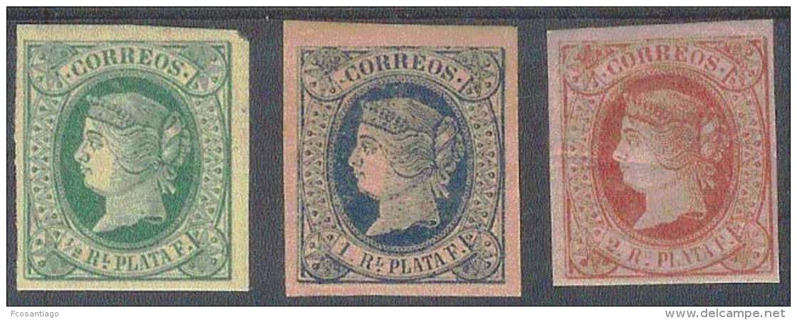 ESPAÑA/ANTILLAS 1864 - Edifil #10/12 - MLH * - Aguera