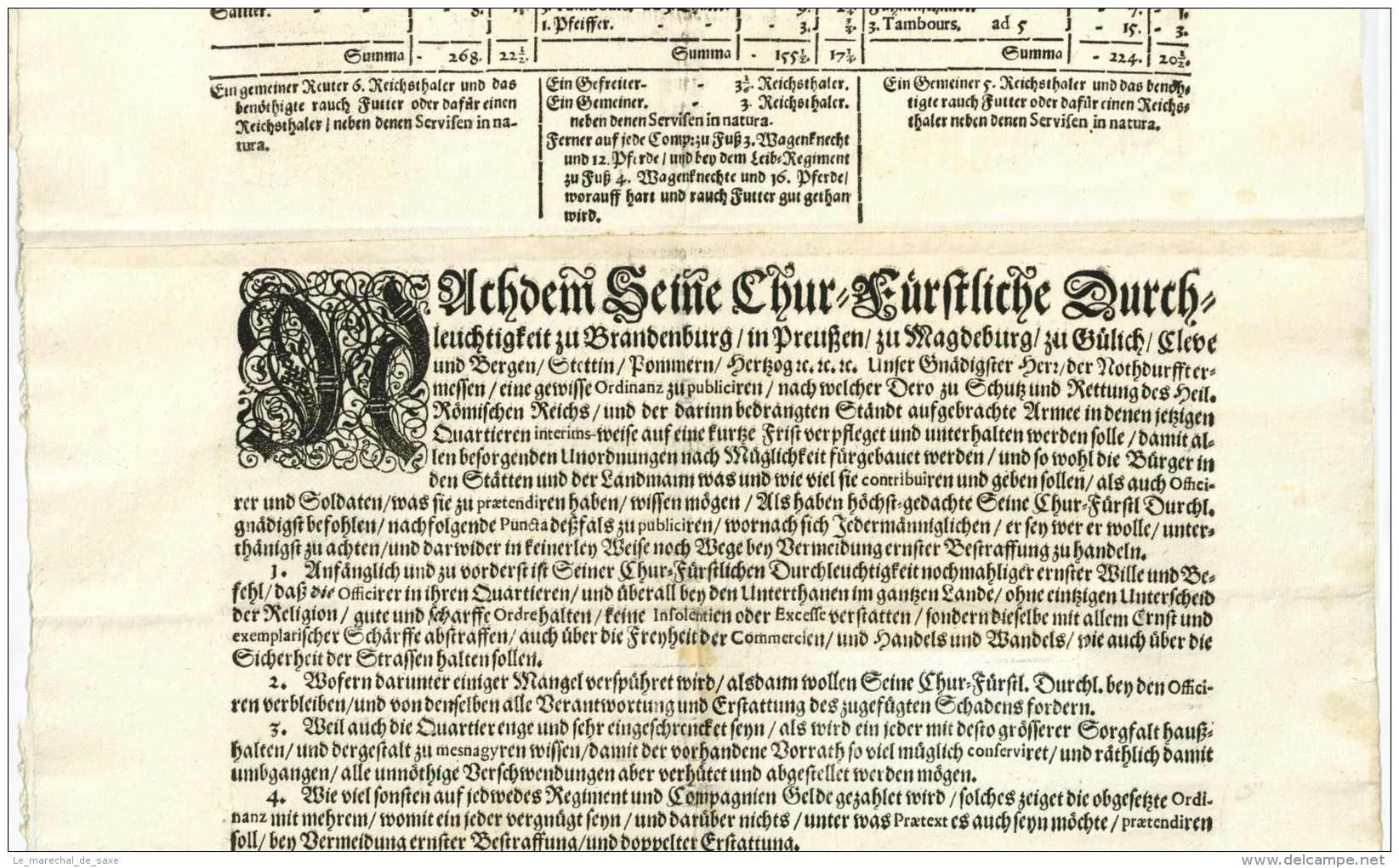 HOLLÄNDISCHER KRIEG - Brandenburgische Truppen - LAUCHHEIM 1675 - Baden-Württemberg - Historical Documents