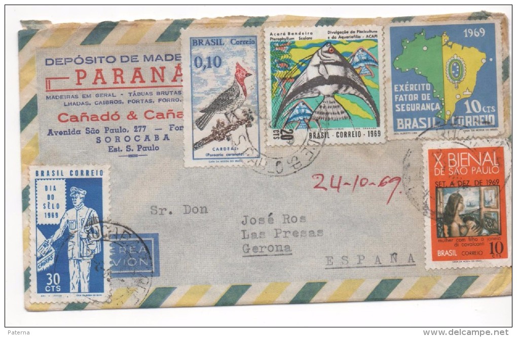 3033   Carta Aerea, Brasil, San Paulo, Sorocaba  1969 - Cartas & Documentos