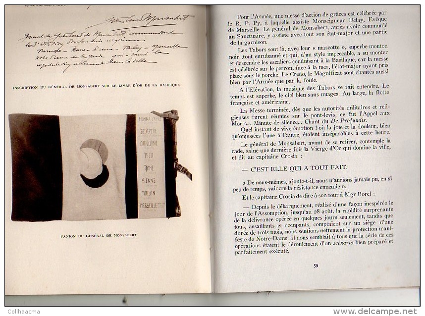 Militaria 1951- Marseille Notre Dame De La Garde " Bataille Et Délivrance " Du 15 Au 28 Aout 1944 Par Joseph Houlin - Guerre 1939-45