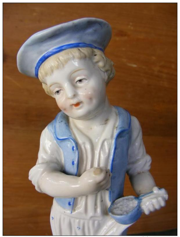 Belle Statuette Vieux Bruxelles, Du XIX°, Porcelaine, Cuisinier. - Autres & Non Classés