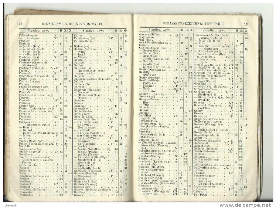 BAEDEKERS  --  PLANANHANG, GUIDE  --  PARIS  --  1923  --  60 PAGES  --  Karte - Frankrijk