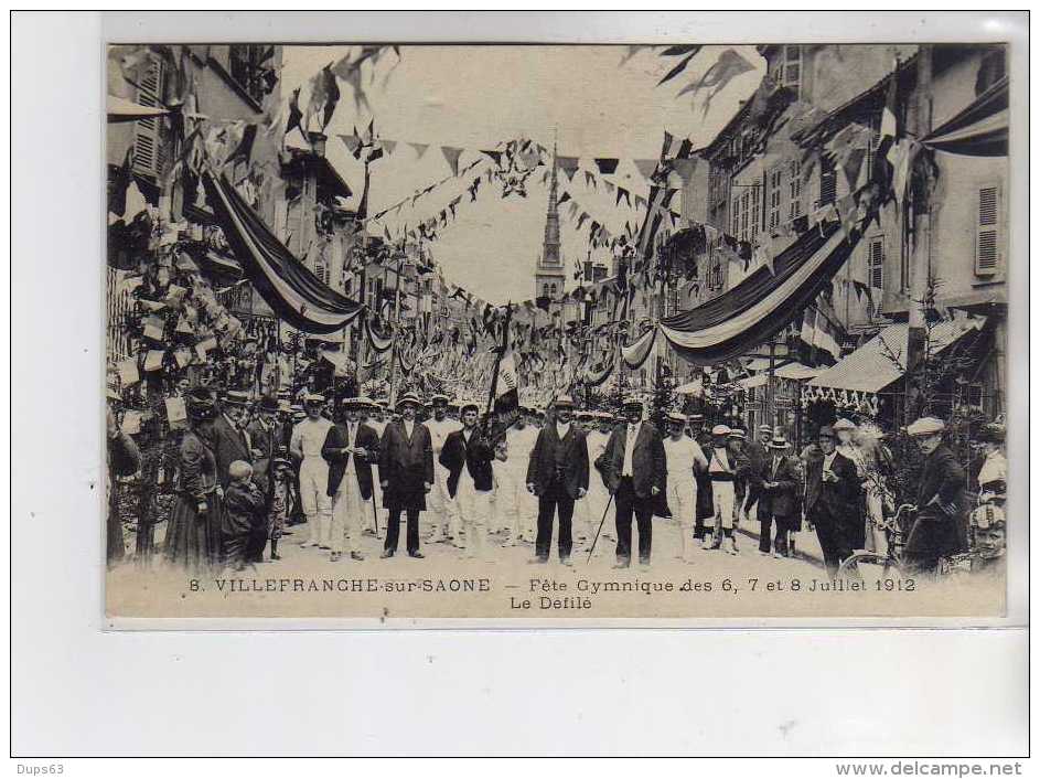 VILLEFRANCHE SUR SAONE - Fêtes Gymnique Des 6 7 Et 8 Juillet 1913 - Le Défilé - Très Bon état - Villefranche-sur-Saone