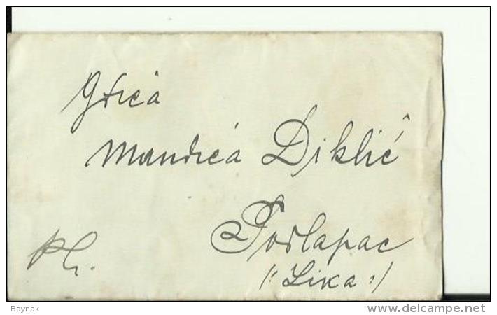 BRIEF MIT INHALT  ---   M. DIKLIC  --   PODLAPAC, LIKA  --  FROM VJENCESLAV RADOSEVIC, LESCE, LIKA  --  1914 - Croatia