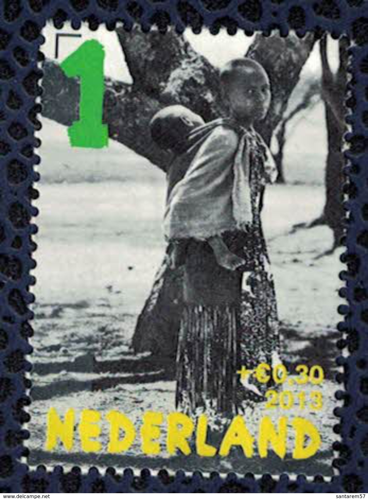 Pays Bas 2013 Sans Gomme Used Afrique Fille Avec Petit Frère Sur Le Dos - Unused Stamps
