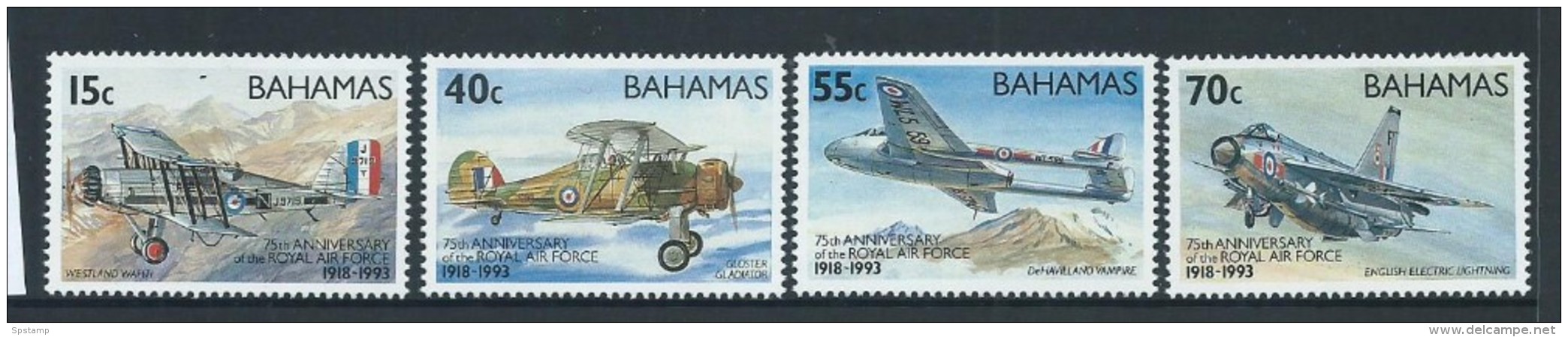 Bahamas 1993 Royal Air Force Fighter Plane Set Of 4 MNH - Bahamas (1973-...)