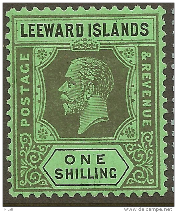 LEEWARD IS 1921 1/- KGV SG 73 HM #UR325 - Leeward  Islands