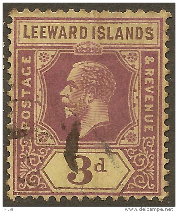 LEEWARD IS 1921 3d KGV SG 69 U #UR314 - Leeward  Islands