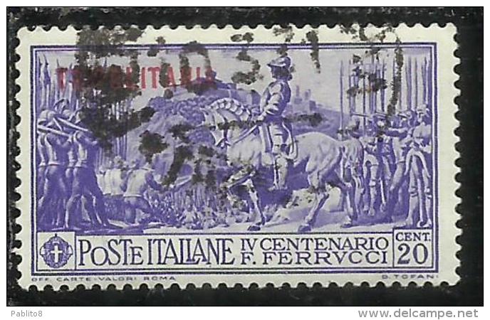 TRIPOLITANIA 1930 FERRUCCI CENT. 20 C USATO USED OBLITERE' - Tripolitania