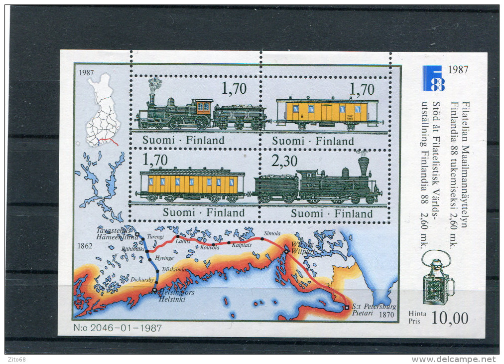 FINLANDE 1987 Y&T Bl 3** Trains Cote 18 - Blocks & Sheetlets