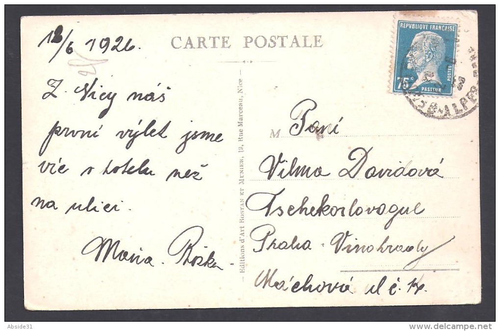 75 C  Pasteur   Sur Carte Postale Pour La Tchécoslovaquie - 1921-1960: Modern Period