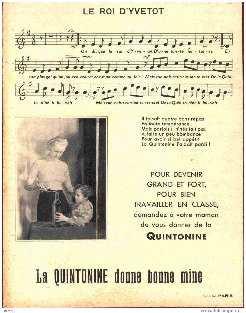 Protège Cahier Quintonine - Nos Belles Chansons De France - Le Roi D' Yvetot - Produits Pharmaceutiques