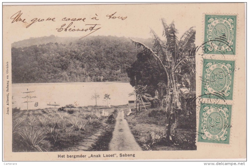 INDONESIE,INDONESIA,SABANG,EN 1907,ILE DE WEH,KOTA,ACEH,3 TIMBRES NEDERLANDSCH-INDIE,CHEMIN ANCIEN - Indonesien