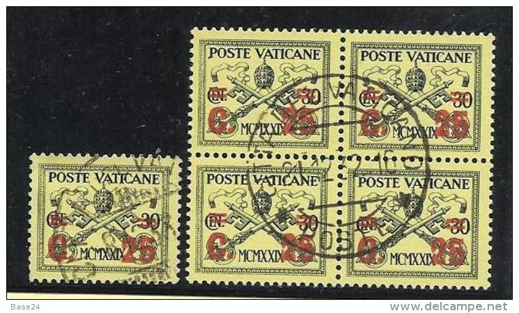 1931 Vaticano Vatican GIALLINO 5 Serie Usate USED: Quartina + 1 - Pacchi Postali