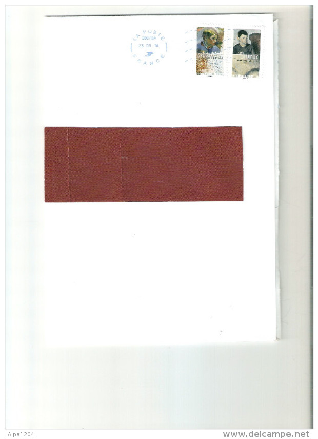 ENVELOPPE  GRAND FORMAT  AVEC DEUX  TIMBRES LETTRE VERTE "PORTRAITS AUTOPORTRAITS"  ANNEE 2016 OBLITERES - Covers & Documents