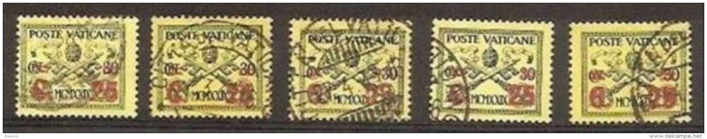 1931 Vaticano Vatican GIALLINO 5 Serie Usate USED - Paketmarken