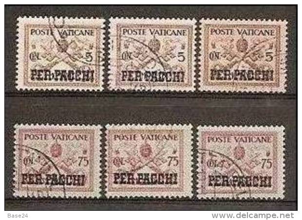 1931 Vaticano Vatican PACCHI POSTALI 6 Valori: 5c + 75c (x3) Usati USED - Pacchi Postali
