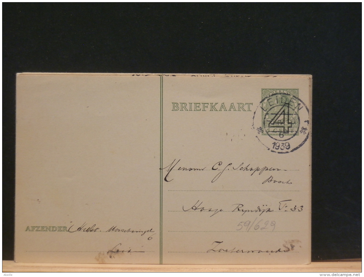 59/629  BRIEFKAART  1939 - Postal Stationery