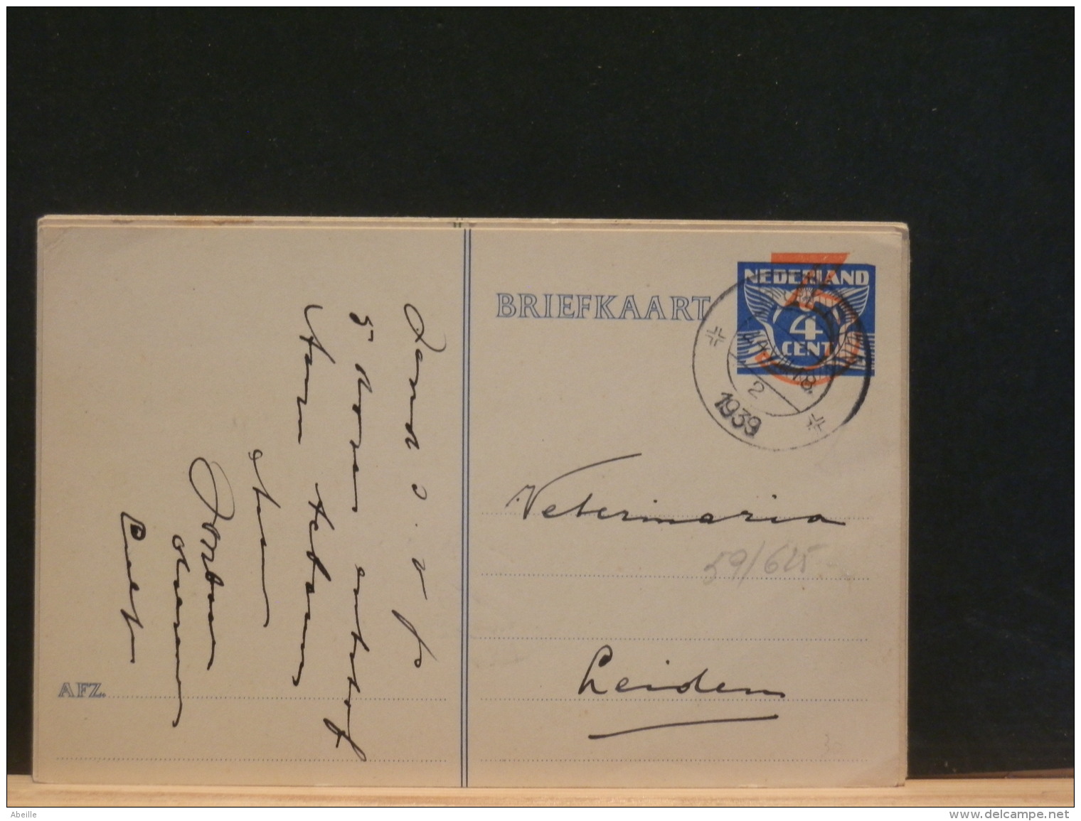 59/625  BRIEFKAART  1939 - Postwaardestukken