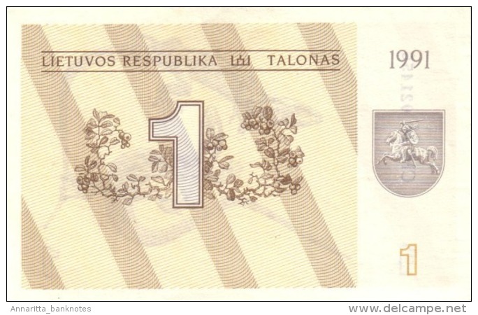 LITHUANIA 1 TALONAS 1991 P-32 UNC [LT133a] - Lithuania