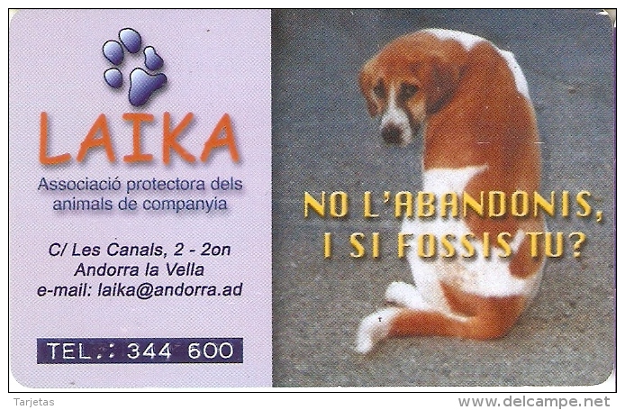 AND-128 TARJETA DE ANDORRA DE LAIKA (PERRO-CAN-DOG) - Andorra