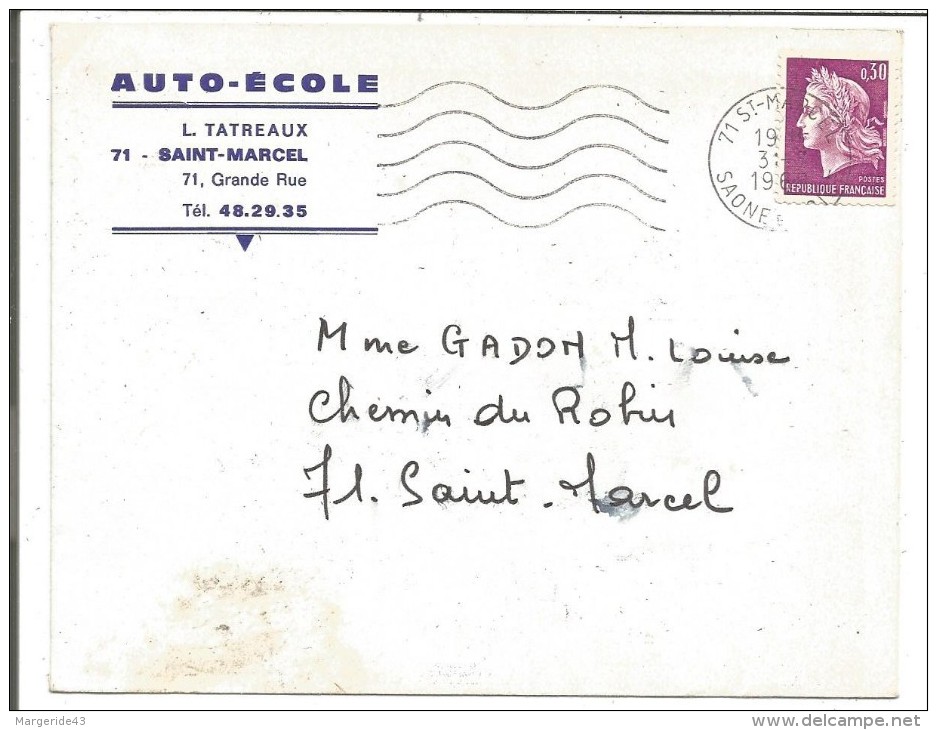 BELLE LETTRE A EN TETE DE SAINT MARCEL (SAONE ET LOIRE) 1968 - 1961-....