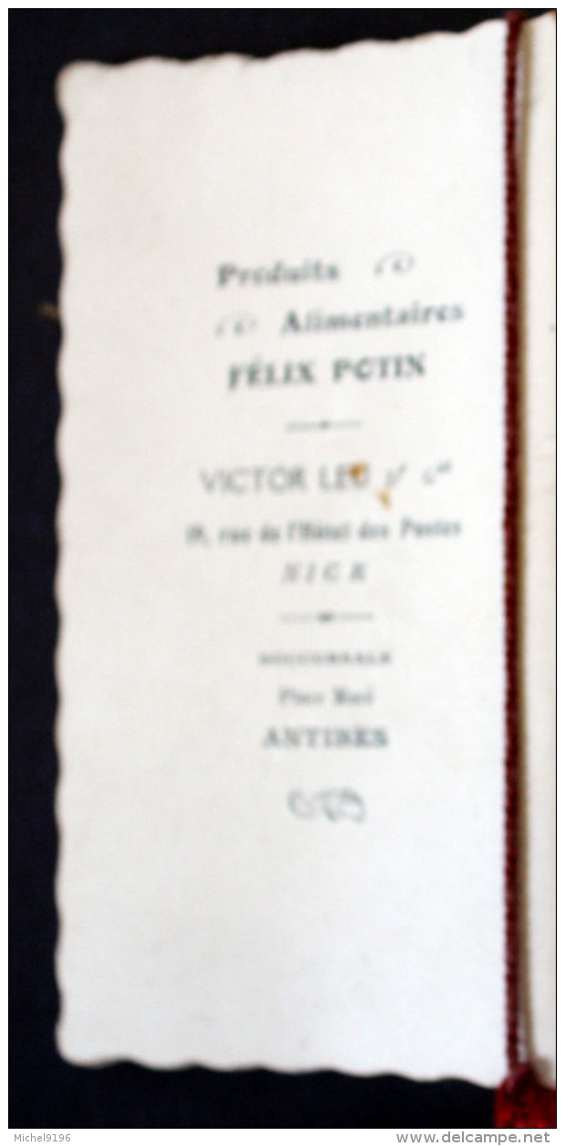 Calendrier Publicitaire 1909  Félix Potin Victor Leu à Nice Et Antibes - Petit Format : 1901-20