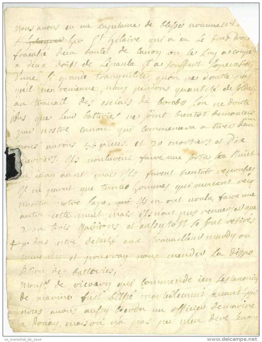 AR DE FLANDRE (SE23) - GUERRE DE LA SUCCESSION D’ESPAGNE – SIEGE DU QUESNOY - 1712 Morlaix Bretagne - TEXTE - Bolli Militari (ante 1900)